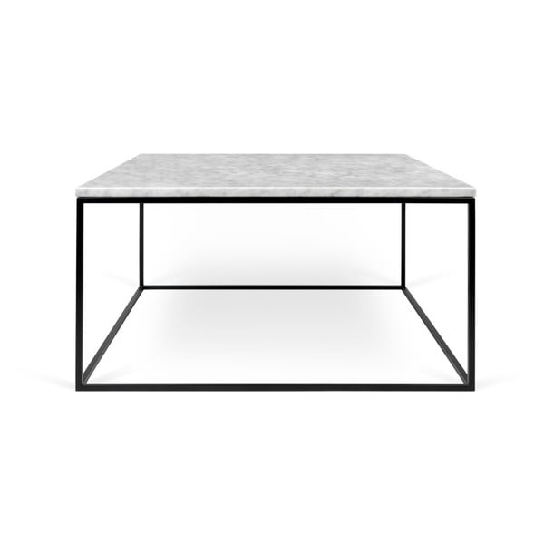 Biały stolik marmurowy z czarnymi nogami TemaHome Gleam, 75 cm