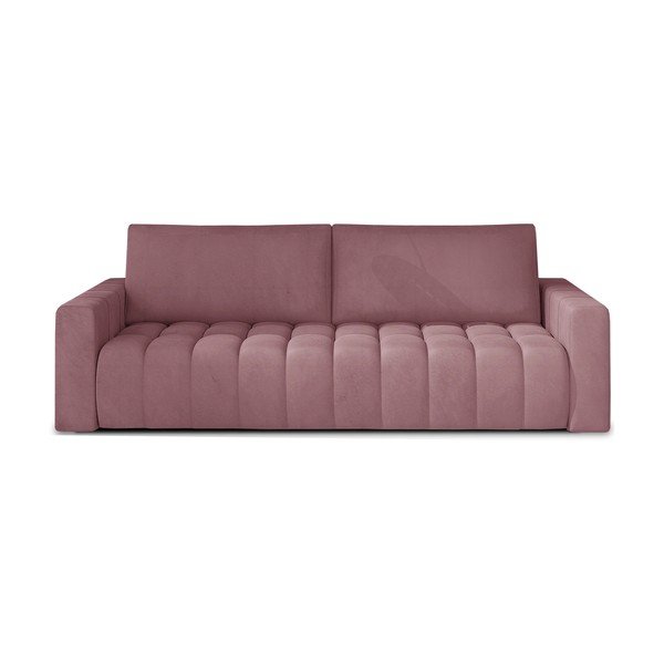 Różowa aksamitna rozkładana/ze schowkiem sofa 247 cm Lazaro – ELTAP