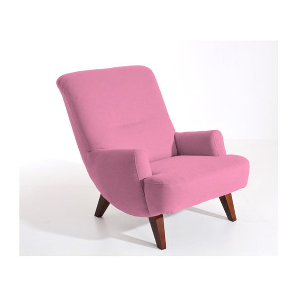 Różowy fotel z ciemnobrązowymi nogami Max Winzer Brandford