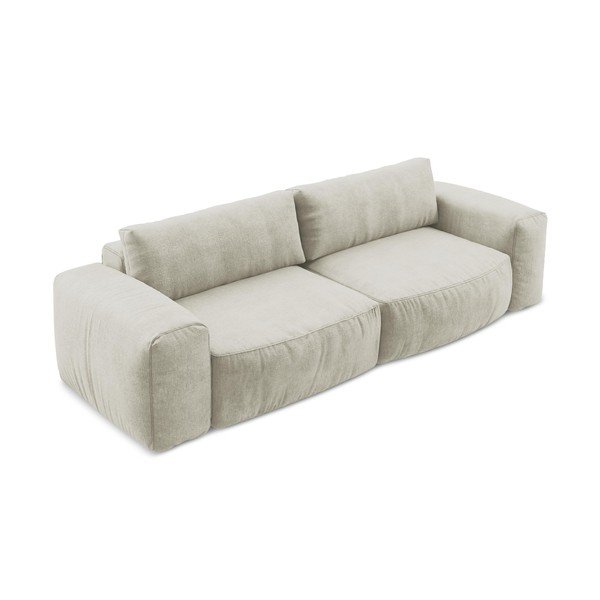Beżowa rozkładana sofa z tkaniny szenilowej 275 cm Kuki – Makamii-image-3