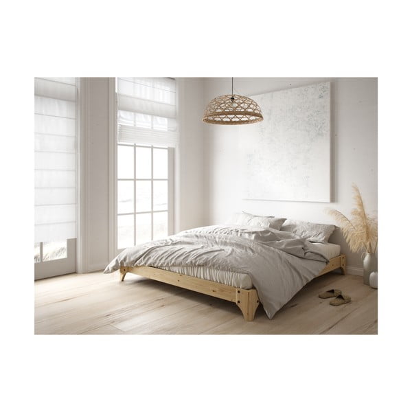 Czarne łóżko dwuosobowe z drewna sosnowego ze stelażem 140x200 cm Elan – Karup Design-image-4