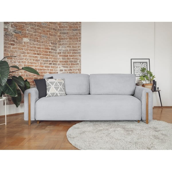 Szara sztruksowa rozkładana/ze schowkiem sofa 244 cm Arcadova – ELTAP-image-1
