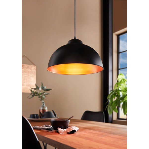 Czarno-brązowa lampa wisząca z metalowym kloszem ø 37 cm TRURO 2 – EGLO-image-1