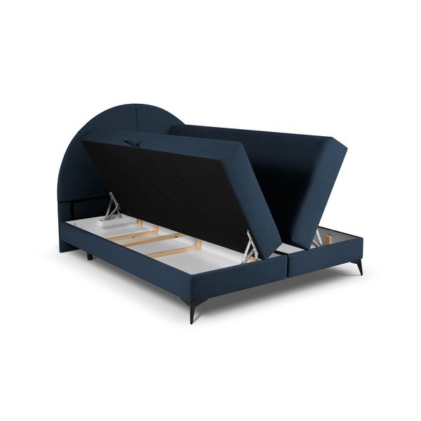 Ciemnoniebieskie łóżko boxspring ze schowkiem 180x200 cm Sunset – Cosmopolitan Design-image-4