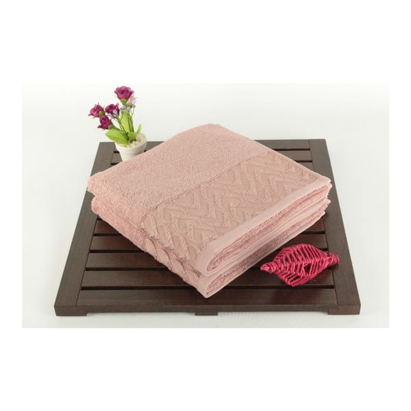 Zestaw 2 różowych ręczników ze 100% bawełny Kalp Dusty Rose, 50x90 cm