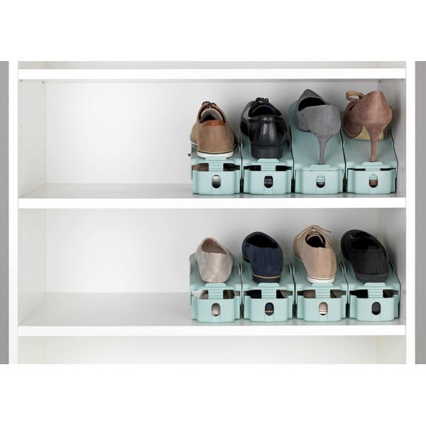 Zestaw 8 turkusowych regulowanych stojaków na buty Wenko-image-1