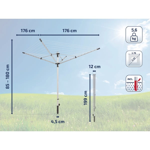 Ogrodowa suszarka na pranie w kolorze srebra 50 m LinoLift 500 – LEIFHEIT-image-2