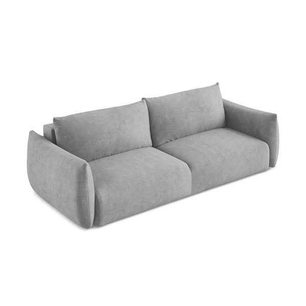 Jasnoszara rozkładana sofa z tkaniny szenilowej 230 cm Leila – Makamii-image-3