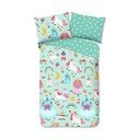 Miętowa bawełniana pościel dziecięca jednoosobowa 140x200 cm Fantastic – Good Morning