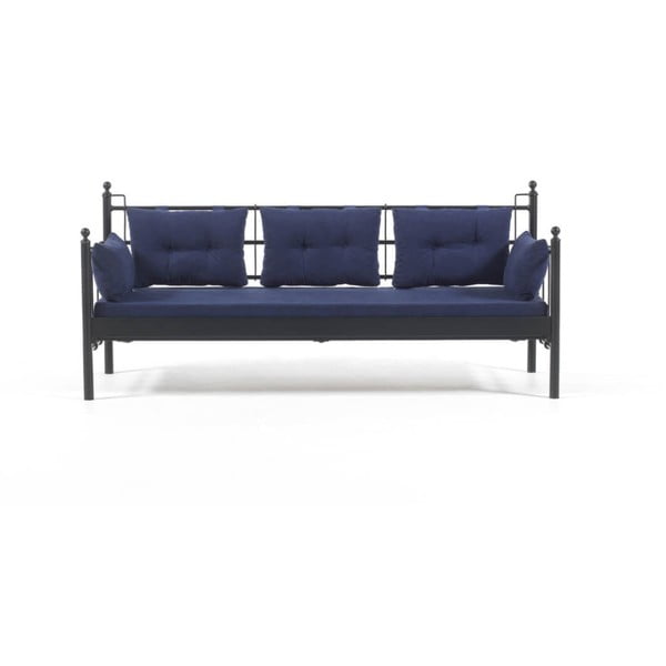 Ciemnoniebieska 3-osobowa sofa ogrodowa Lalas DKS, 76x209 cm