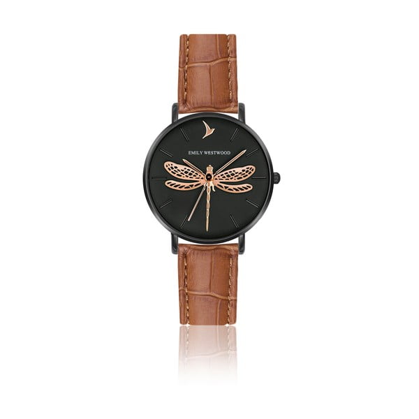Damski zegarek z brązowym paskiem ze skóry naturalnej Emily Westwood Fly