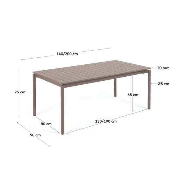Brązowy aluminiowy stół ogrodowy Kave Home Zaltana, 140x90 cm-image-3