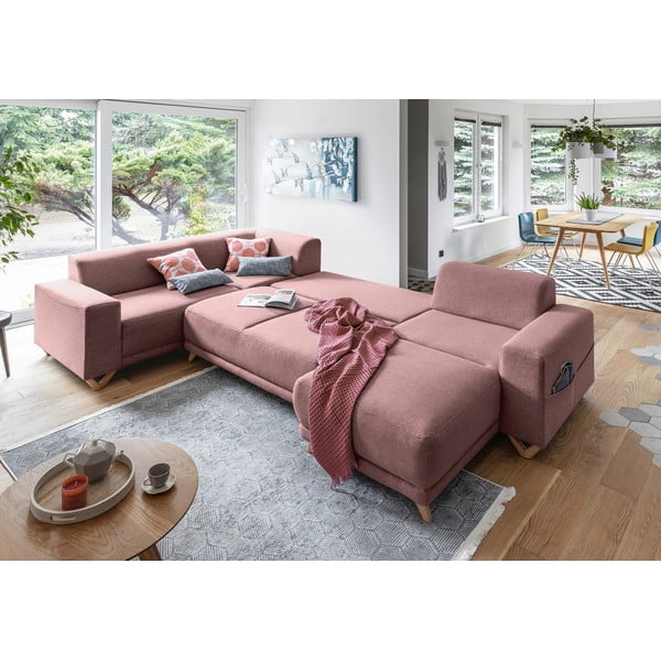 Różowy rozkładany/ze schowkiem narożnik (lewostronny/w kształcie litery U) Classy Sophie – Miuform-image-4