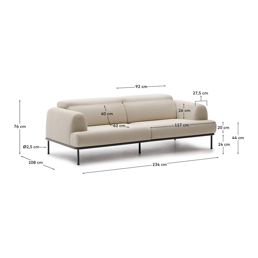 Beżowa sofa z tkaniny szenilowej 234 cm Aurum – Kave Home (zdjęcie 5)