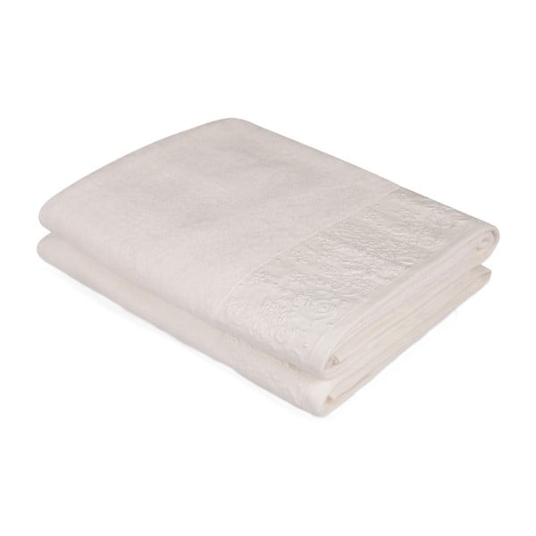 Komplet 2 beżowych bawełnianych ręczników Ressmo, 90x150 cm