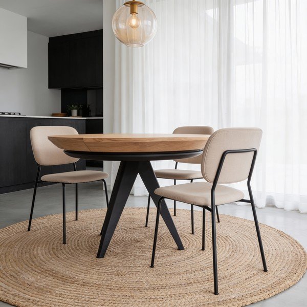 Okrągły rozkładany stół z dodatkowym blatem z blatem w dekorze dębu ø 120 cm Magnus – Windsor & Co Sofas-image-1