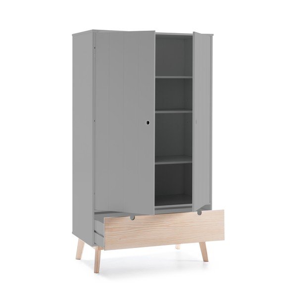 Szara szafa dziecięca z nogami z drewna sosnowego Marckeric Kiara-image-3