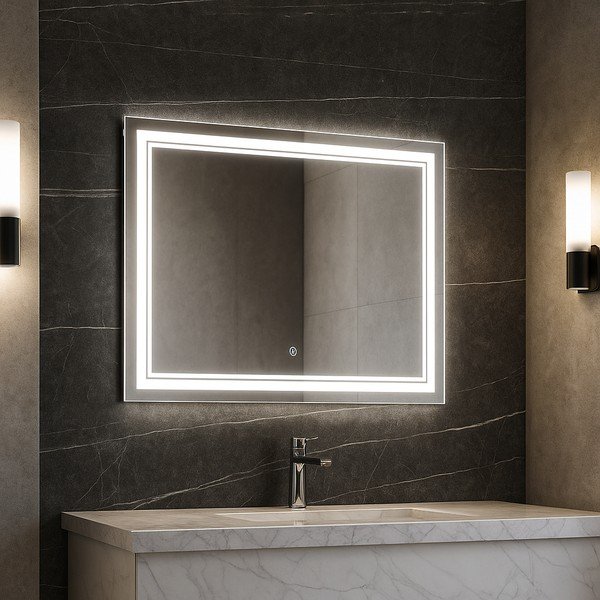 Lustro z oświetleniem ścienne 90x70 cm Zenith – Bonami Essentials-image-1