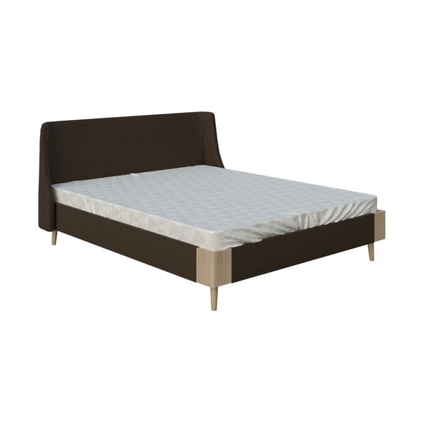 Brązowe łóżko dwuosobowe DlaSpania Lagom Side Soft, 160x200 cm