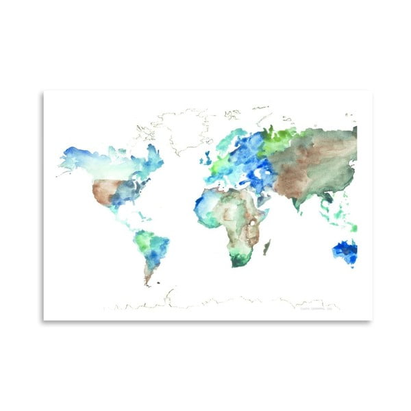 Plakat Americanflat World Map by Claudia Libenberg, 30x42 cm