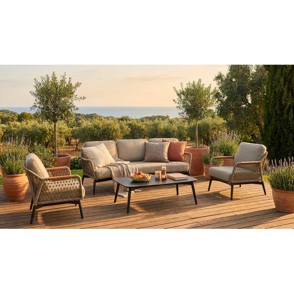 Jasnobrązowy metalowy fotel ogrodowy Eulero – Bizzotto-image-1