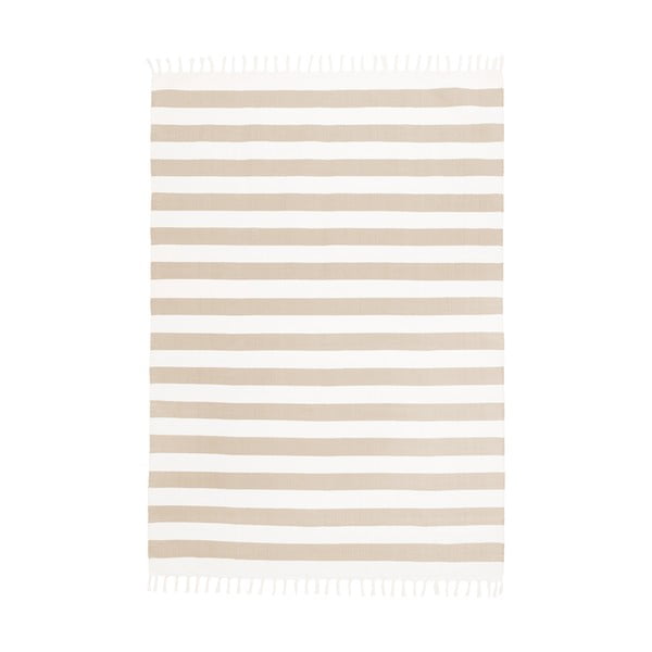 Beżowo-szary ręcznie tkany bawełniany dywan Westwing Collection Blocker, 70 x 140 cm