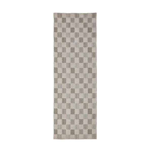 Zielony chodnik z mieszanki bawełny odpowiedni do prania 80x230 cm Muted Checkerboard – Flair Rugs