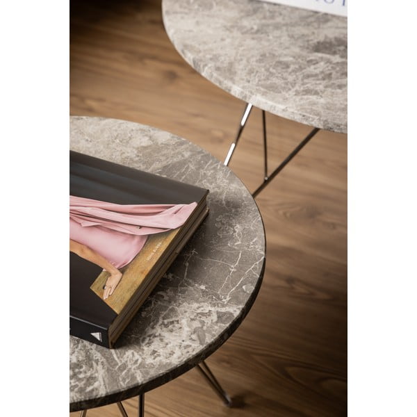 Szary marmurowy okrągły stolik ø 80 cm Prunus – Actona-image-2