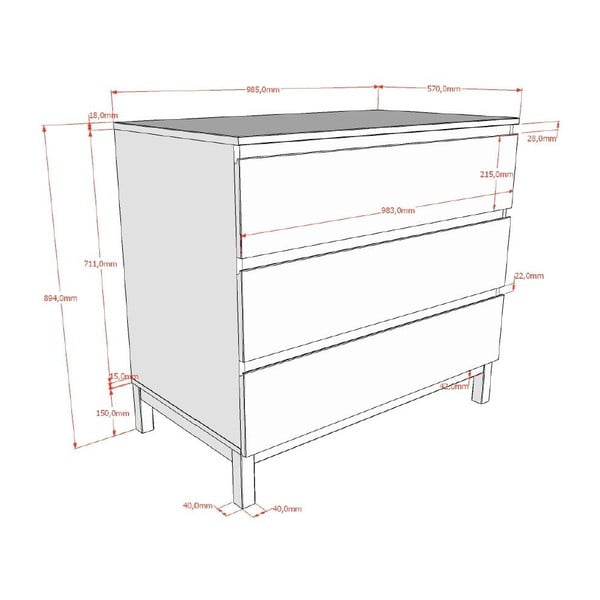 Biała komoda dziecięca 99x89x57 cm Eva – Vipack-image-2