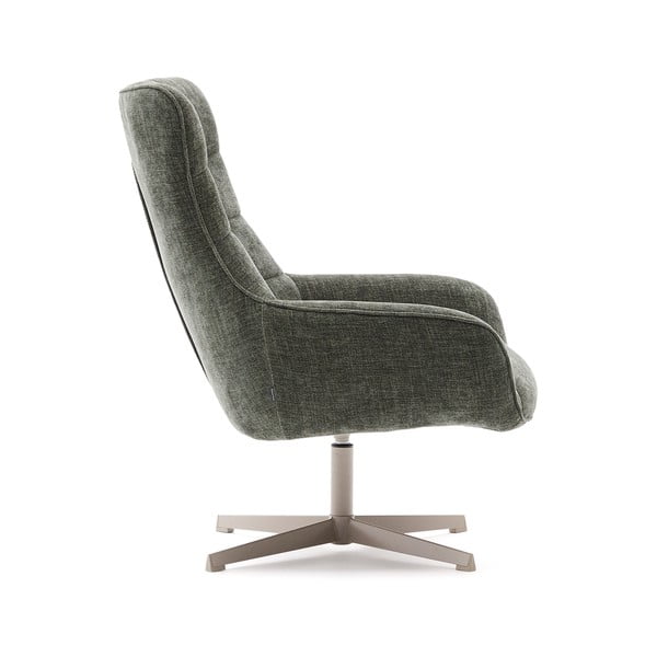 Szarozielony obrotowy fotel z tkaniny szenilowej Teryl – Kave Home-image-2