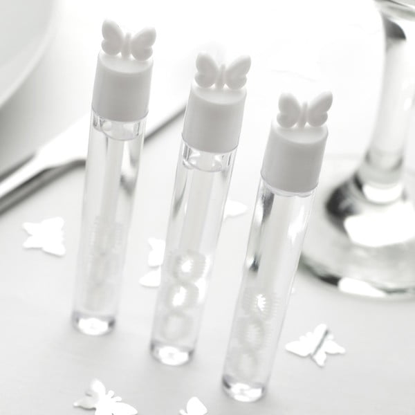 Zestaw 24 białych butelek z bańkami mydlanymi Neviti Butterflies