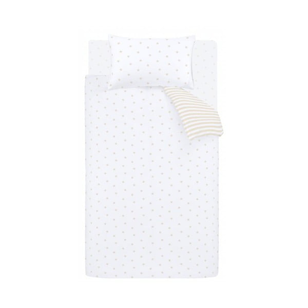 Biało-beżowa bawełniana pościel dziecięca jednoosobowa 135x200 cm Mini Star & Stripes – Bianca