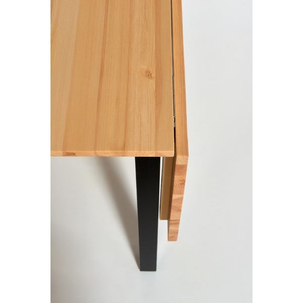 Rozkładany stół sosnowy z czarną konstrukcją Bonami Essentials Brisbane, 120(200)x70 cm-image-3