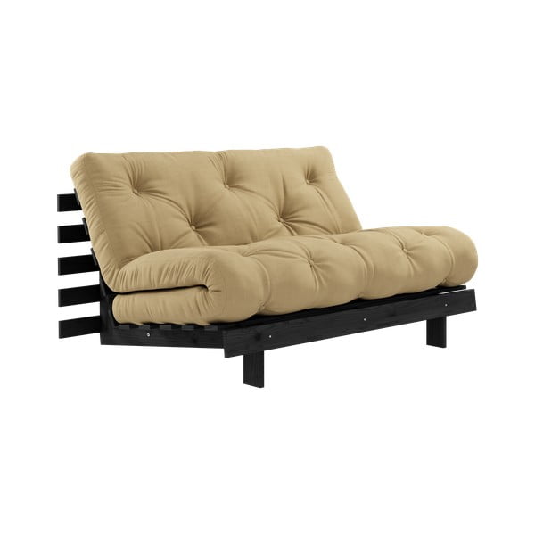 Musztardowa rozkładana sofa 140 cm Roots Black Night – Karup Design