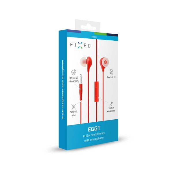 Słuchawki dokanałowe z mikrofonem FIXED EGG1, czerwone-image-1