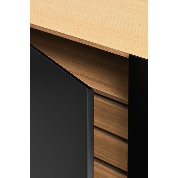 Czarno-naturalna niska komoda w dekorze dębu 110x85 cm Arista – Teulat-image-2