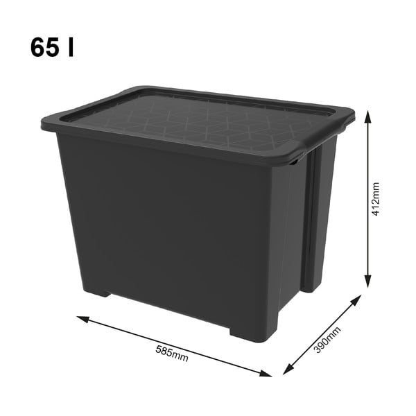 Czarny błyszczący pojemnik plastikowy z pokrywką Evo Easy − Rotho-image-2