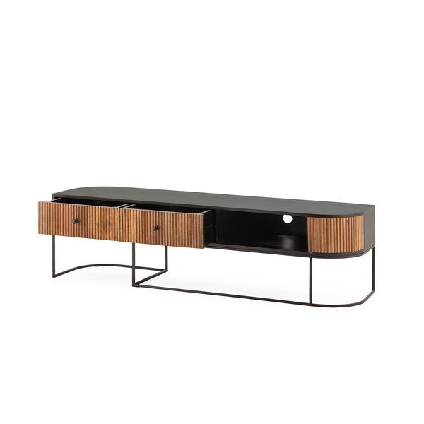 Szafka pod TV z litego drewna mango w naturalnym kolorze 160x45x40 cm Curve – MOME-image-3