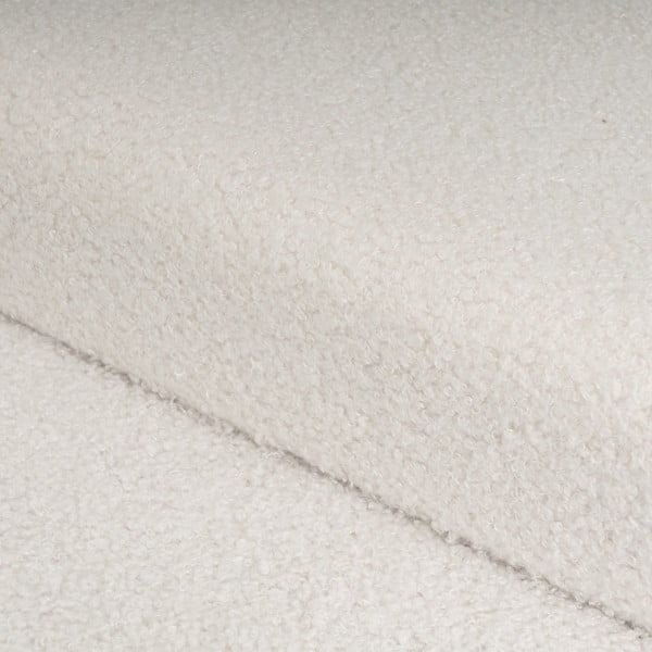 Biały puf z materiału bouclé Ecru – Casa Selección-image-1