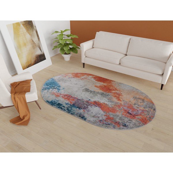 Niebiesko-pomarańczowy dywan odpowiedni do prania 80x120 cm – Vitaus-image-1