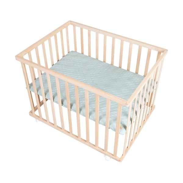 Kojec dla dzieci na kółkach z regulowaną wysokością 75x100 cm w naturalnym kolorze Style – Roba