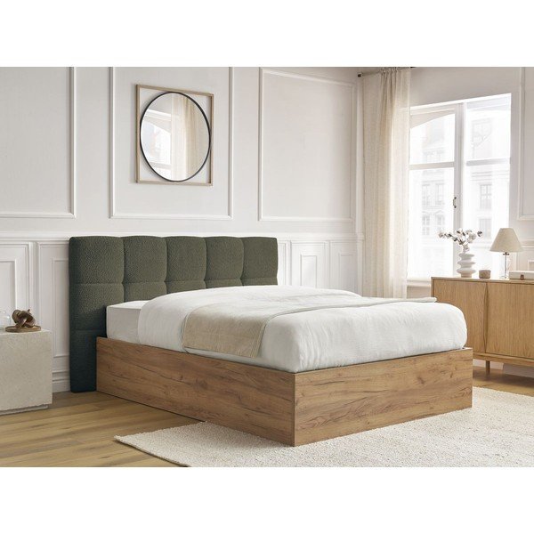 Zielone tapicerowane tapicerowane/z płyty wiórowej łóżko dwuosobowe ze schowkiem ze stelażem 180x200 cm Kumo – Bobochic Paris-image-2