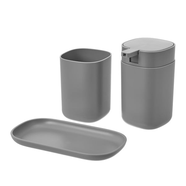 Szary zestaw akcesoriów łazienkowych – Casa Selección-image-1