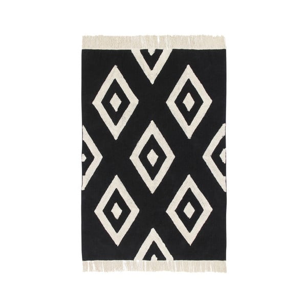 Czarny dywan bawełniany wykonany ręcznie Lorena Canals Diamonds, 140x200 cm