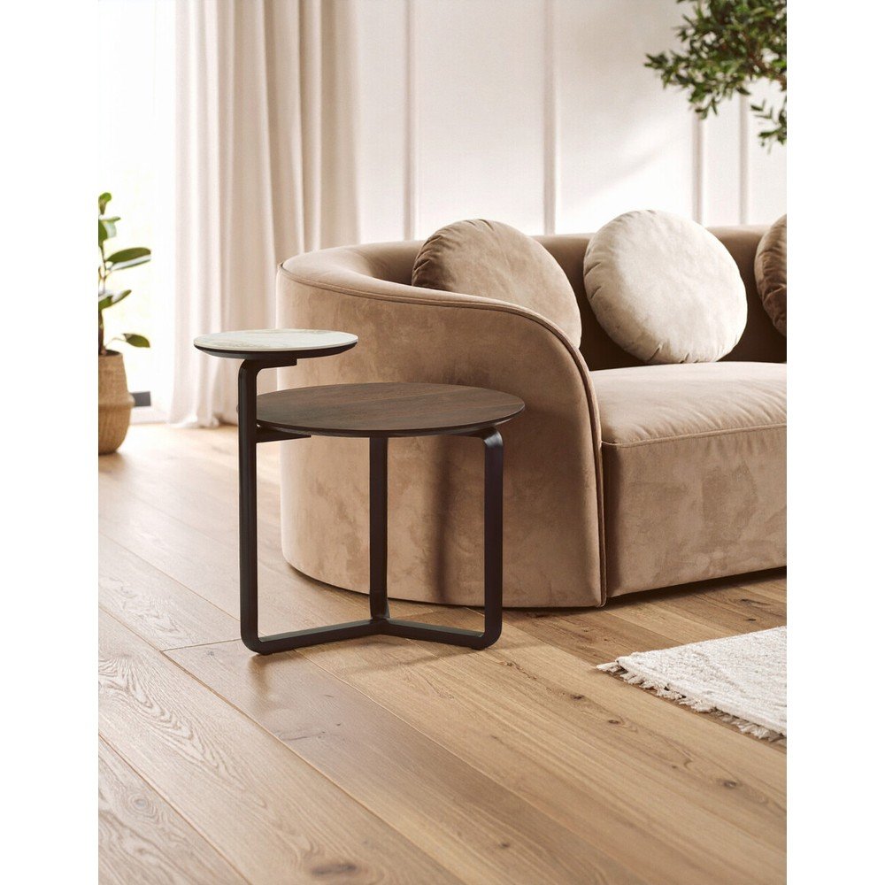Brązowy okrągły stolik z litego drewna eukaliptusowego 55x67 cm Imperia – Premier Housewares (zdjęcie 3)