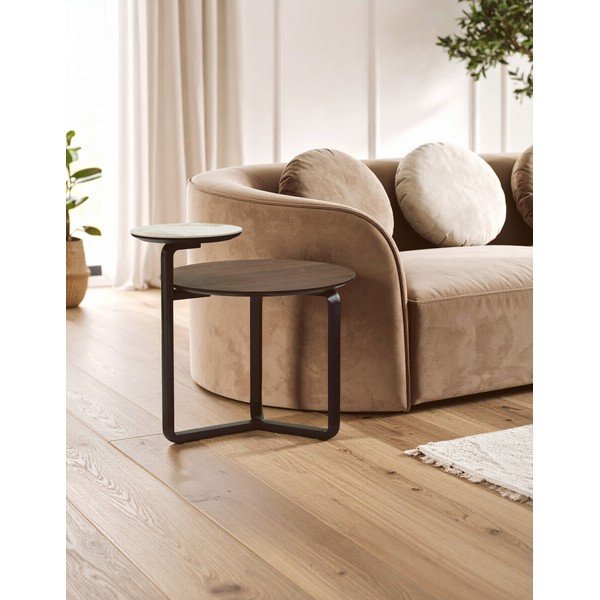 Brązowy okrągły stolik z litego drewna eukaliptusowego 55x67 cm Imperia – Premier Housewares-image-1