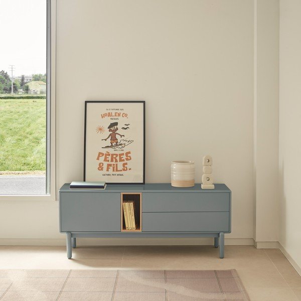 Niebieska/szara szafka pod TV 140x56 cm Corvo – Teulat-image-1