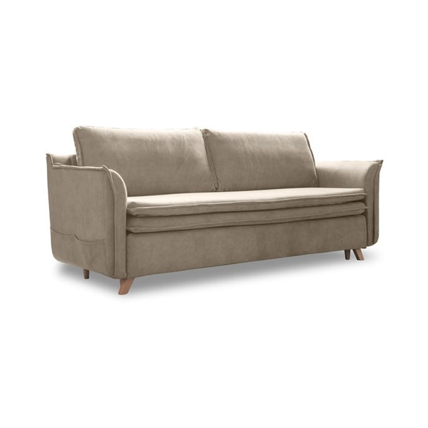 Beżowa aksamitna rozkładana sofa 225 cm Charming Charlie – Miuform