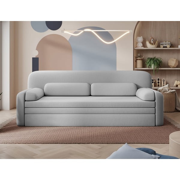 Jasnoszara aksamitna rozkładana/ze schowkiem sofa 236 cm Elioss – ELTAP-image-1