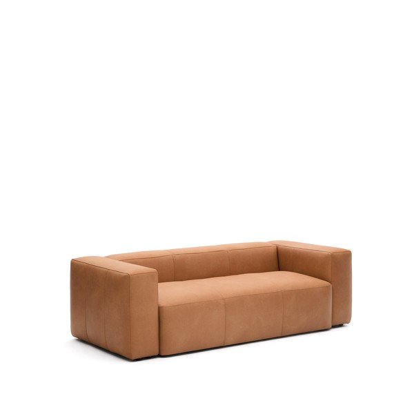Brązowa skórzana sofa 240 cm Blok – Kave Home-image-2